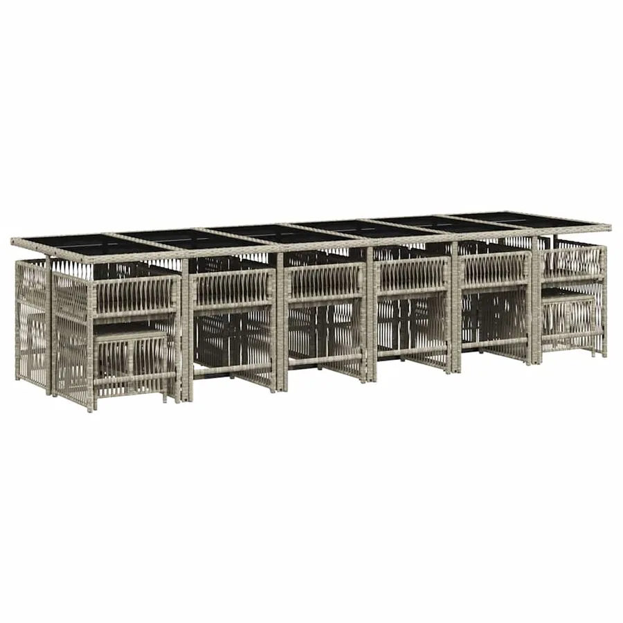 Ensemble à manger de jardin et coussins 17 pcs gris clair rotin - 2