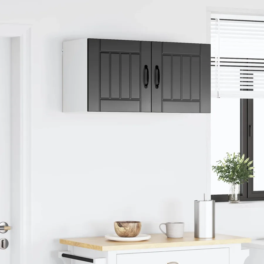 Meuble mural LUCCA Noir 80 x 31 x 40 cm Bois d'ingénierie - 4