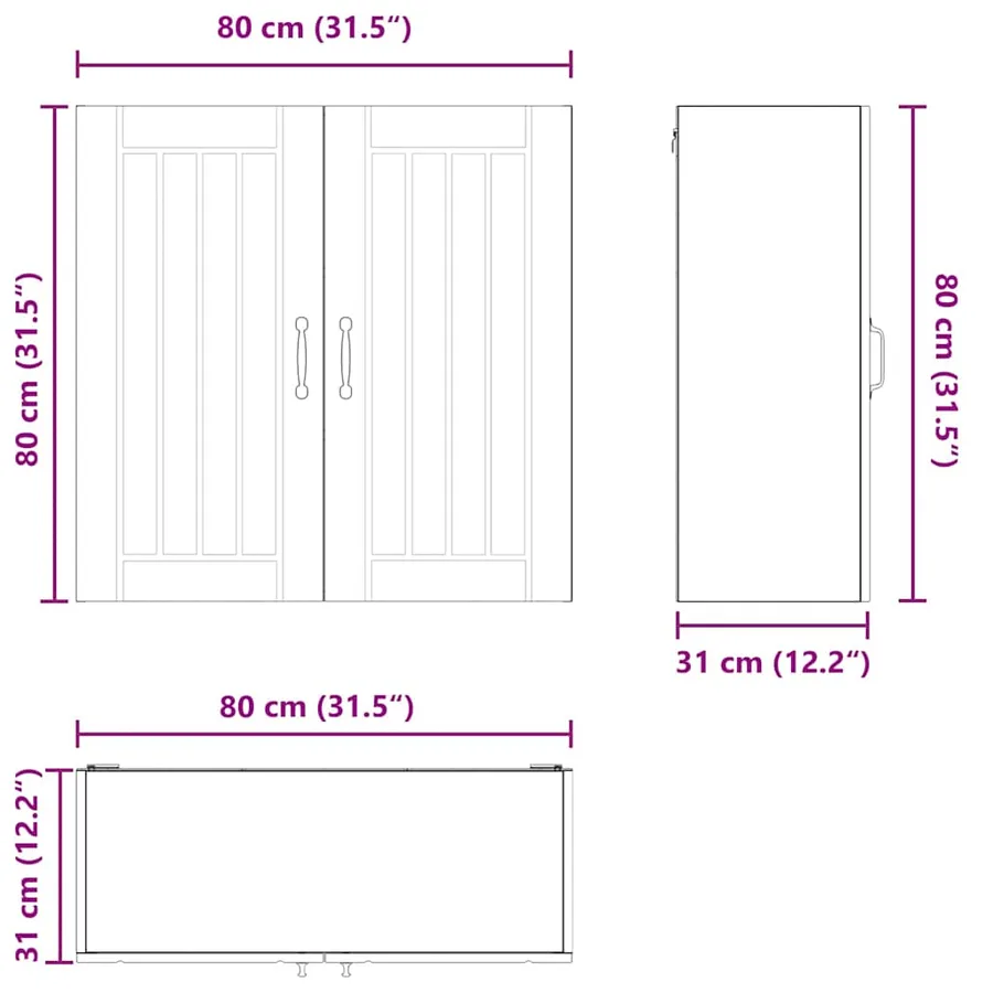 Meuble mural LUCCA Chêne Sonoma 80 x 31 x 80 cm - 12