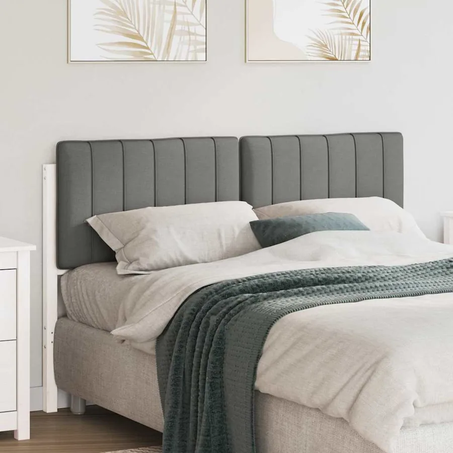 Tête de lit capitonnée Blanc et gris clair 135 cm Pin massif