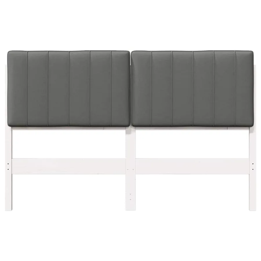 Tête de lit capitonnée Blanc et gris clair 135 cm Pin massif - 4