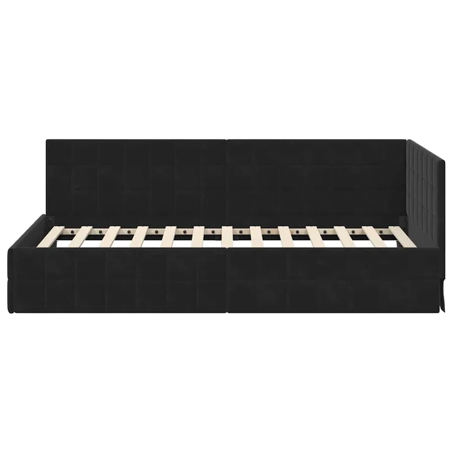 Cadre de lit d'angle Noir 100 cm x 200 cm Velours - 5