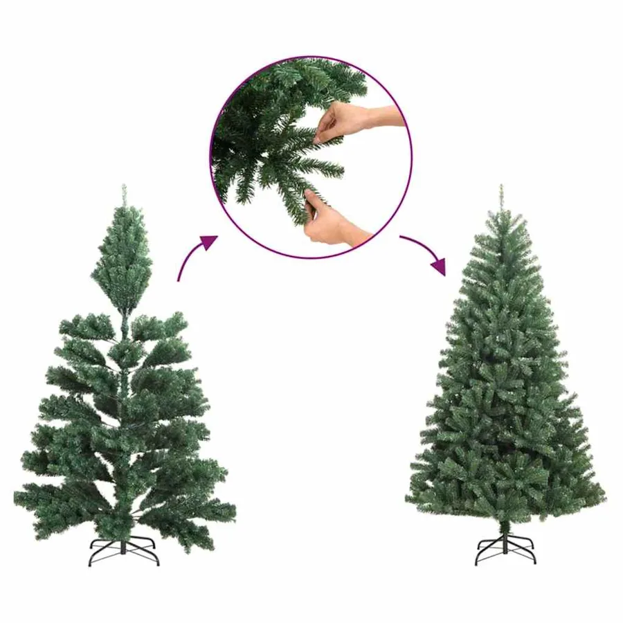 Sapin de Noël mince Vert 210 cm PVC et bois de pin massif - 17