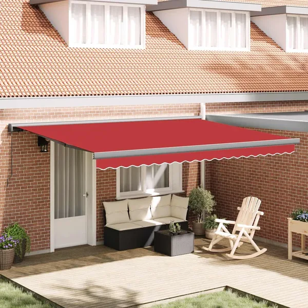 Auvent Rétractable Rouge 4 × 3 m Toile et Aluminium