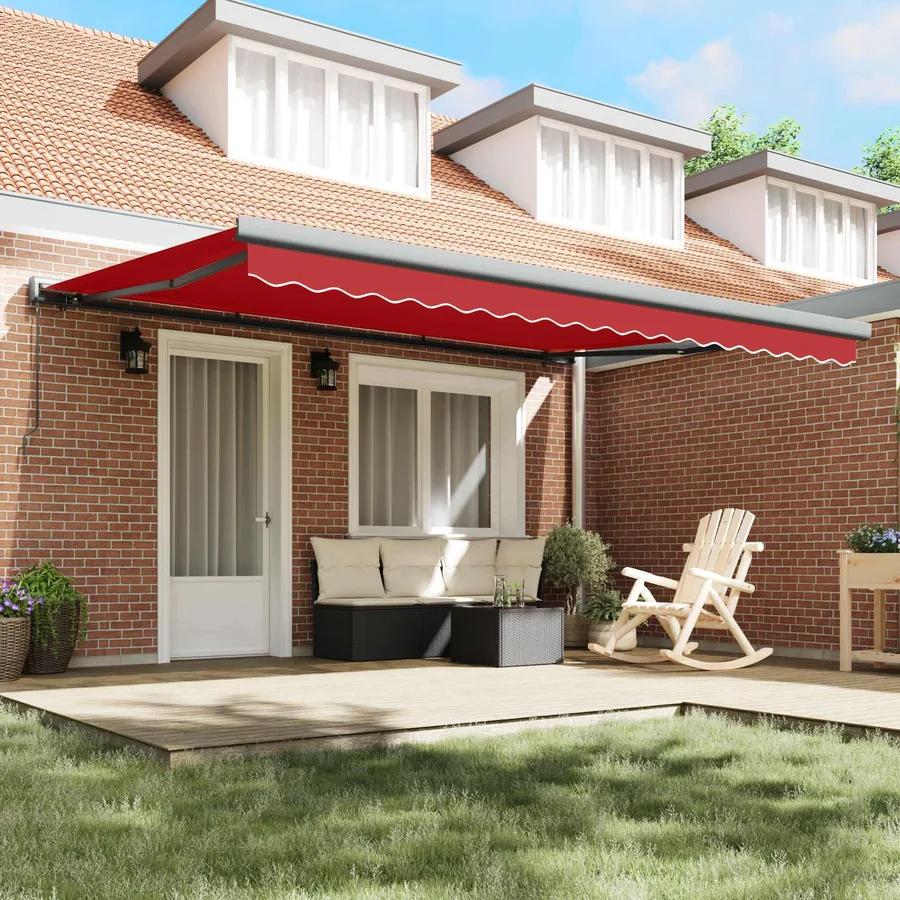 Auvent Rétractable Rouge 4 × 3 m Toile et Aluminium - 3