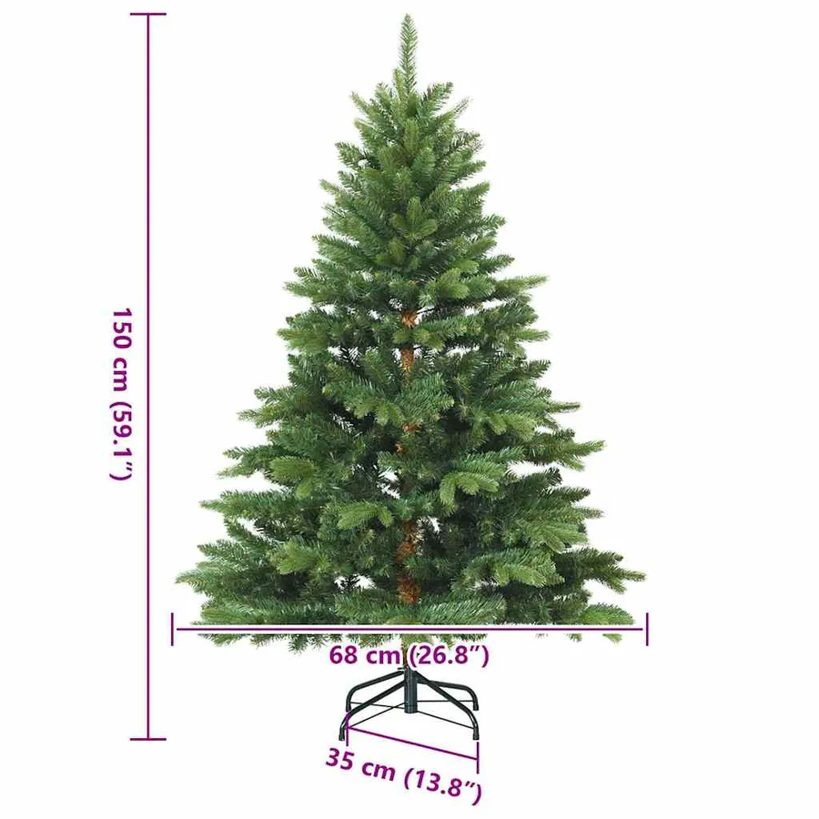 Sapin de Noël artificiel avec 150 LED Vert 150 cm PE et PVC - 13