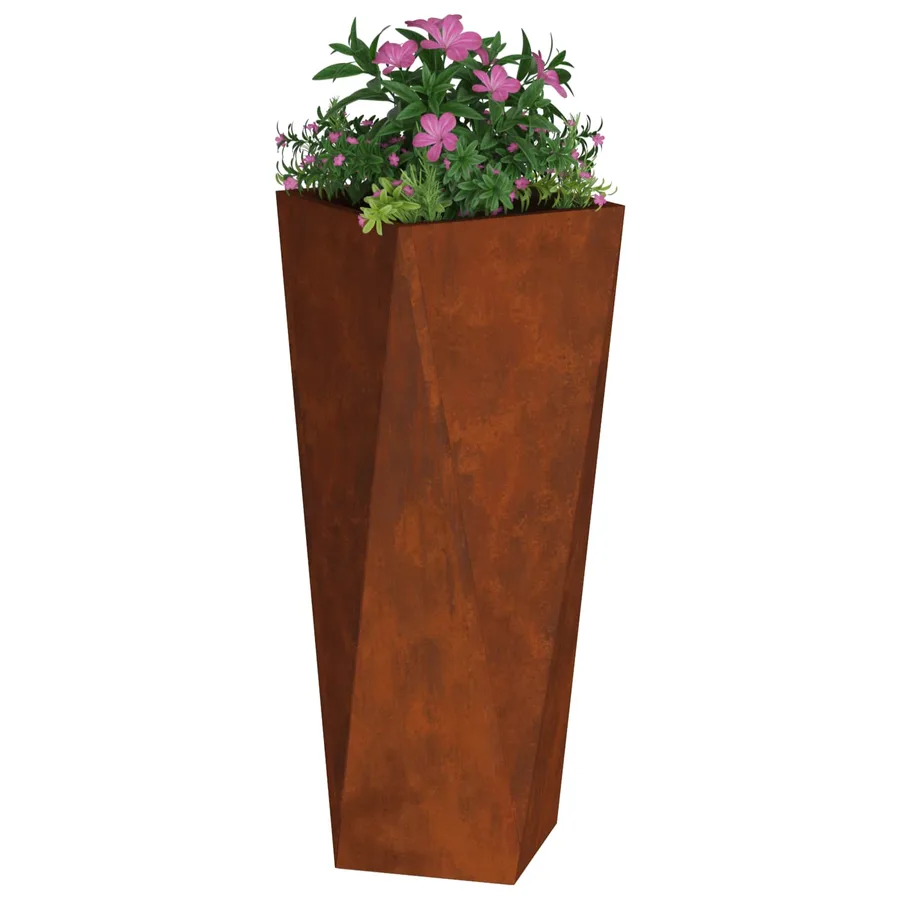 Jardinière 2 pc Rouillé 30 x 30 x 75 cm Acier patiné - 3