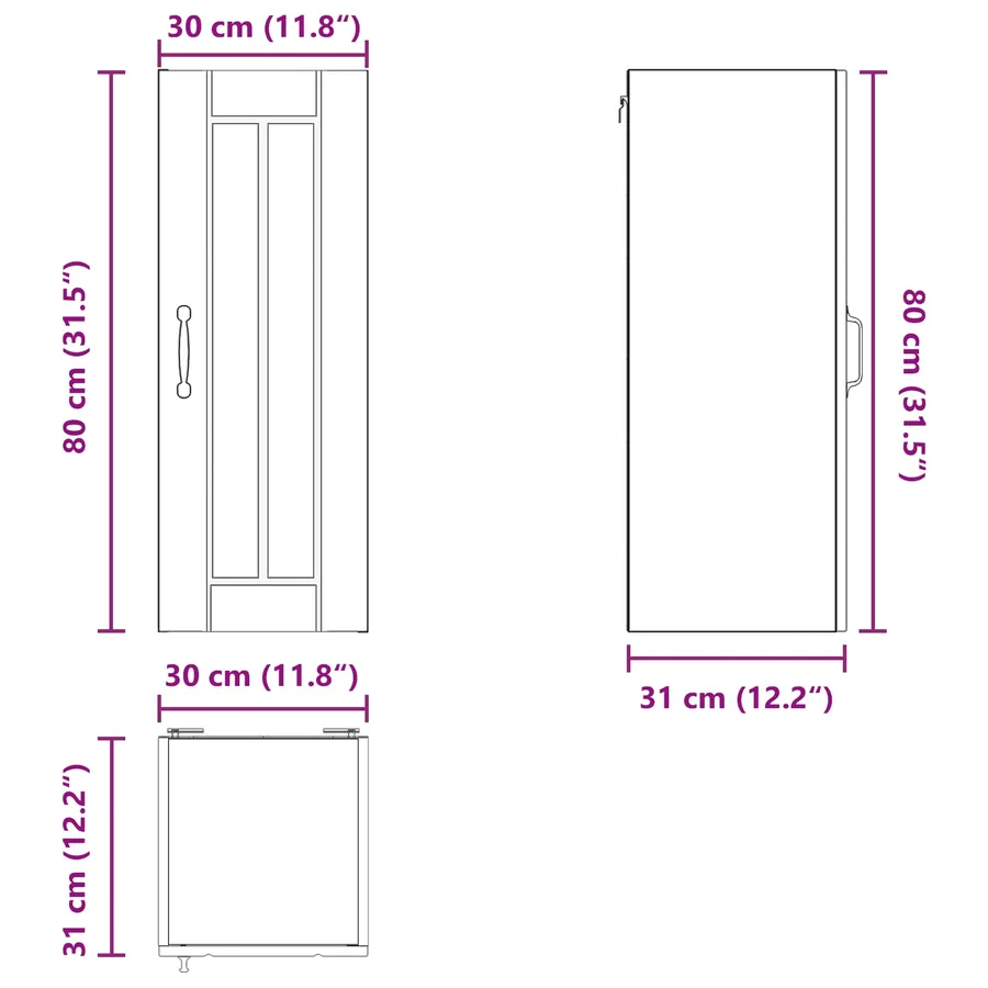 Meuble mural LUCCA 2 pcs Chêne brun 30 x 31 x 80 cm - 14