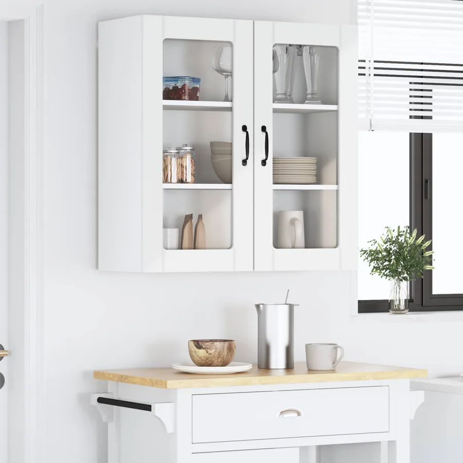 Cabinet en verre mural LUCCA Blanc brillant 80 x 31 x 80 cm - 4