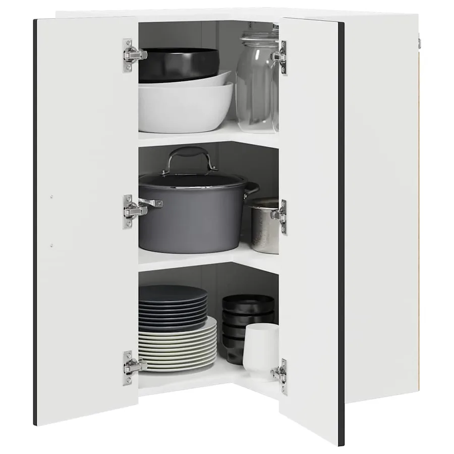 Cabinet d'angle mural LUCCA Noir 57 x 57 x 80 cm - 3