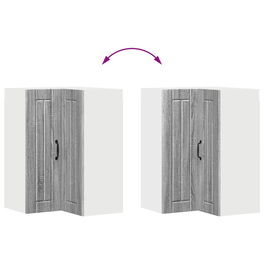 Cabinet d'angle mural LUCCA Sonoma gris 57 x 57 x 80 cm - 11
