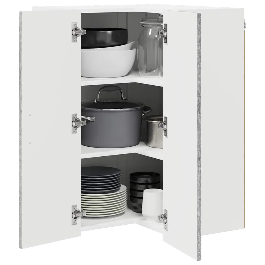 Cabinet d'angle mural LUCCA Sonoma gris 57 x 57 x 80 cm - 3