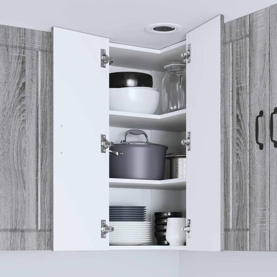 Cabinet d'angle mural LUCCA Sonoma gris 57 x 57 x 80 cm - 4