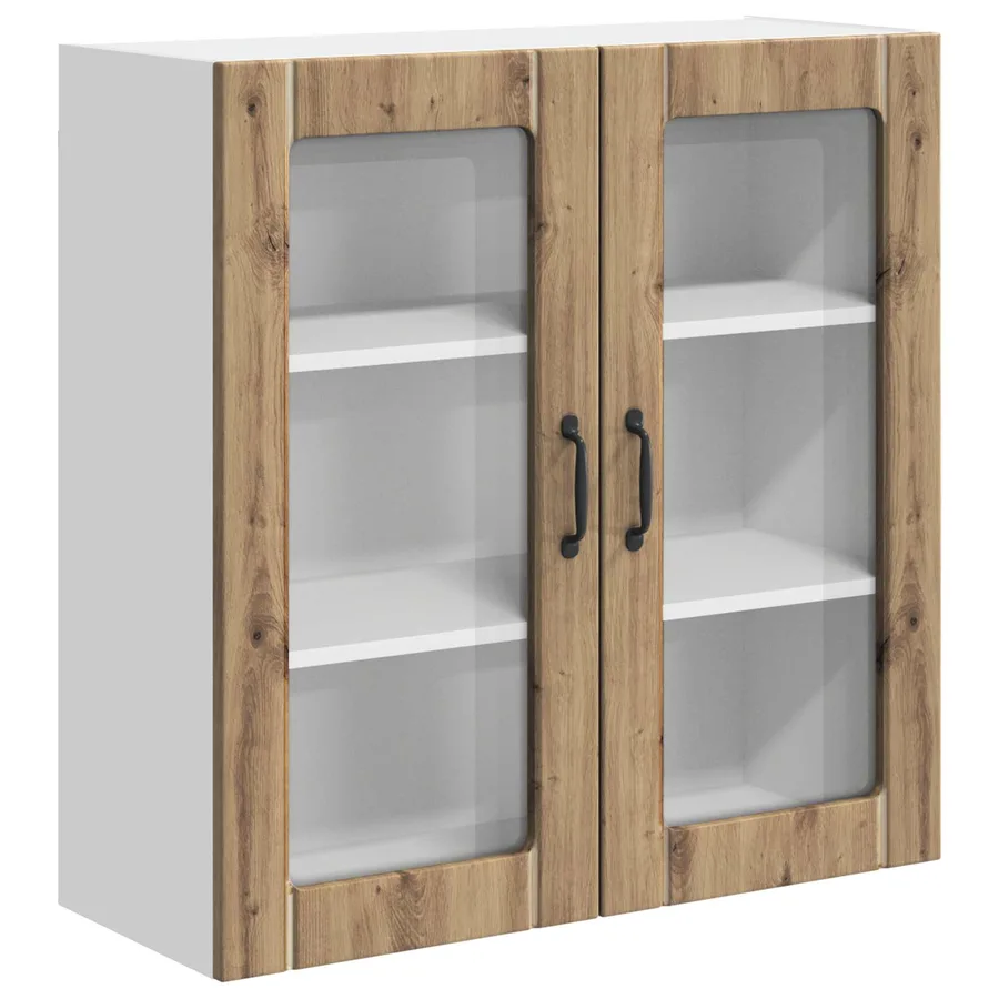 Cabinet en verre mural LUCCA Chêne artisanal 80 x 31 x 80 cm - 2