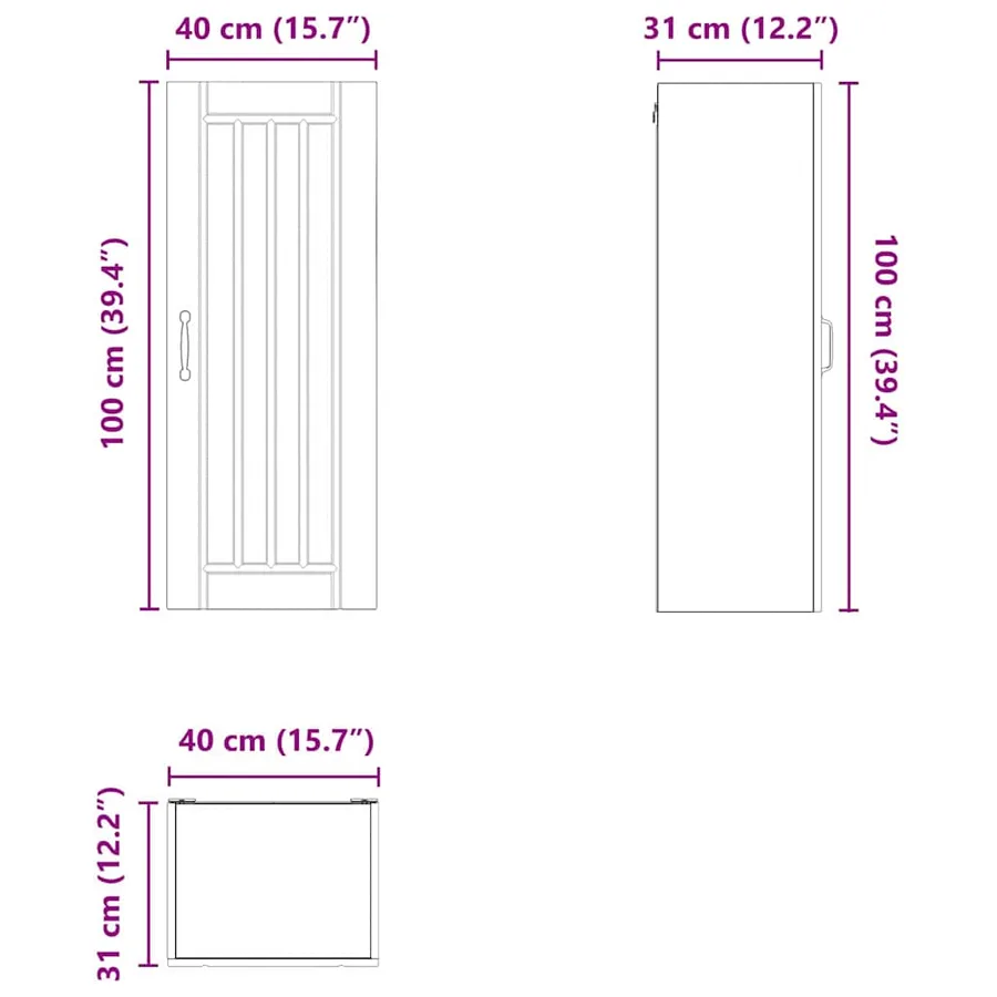 Meuble mural LUCCA Blanc brillant 40 x 31 x 100 cm - 14