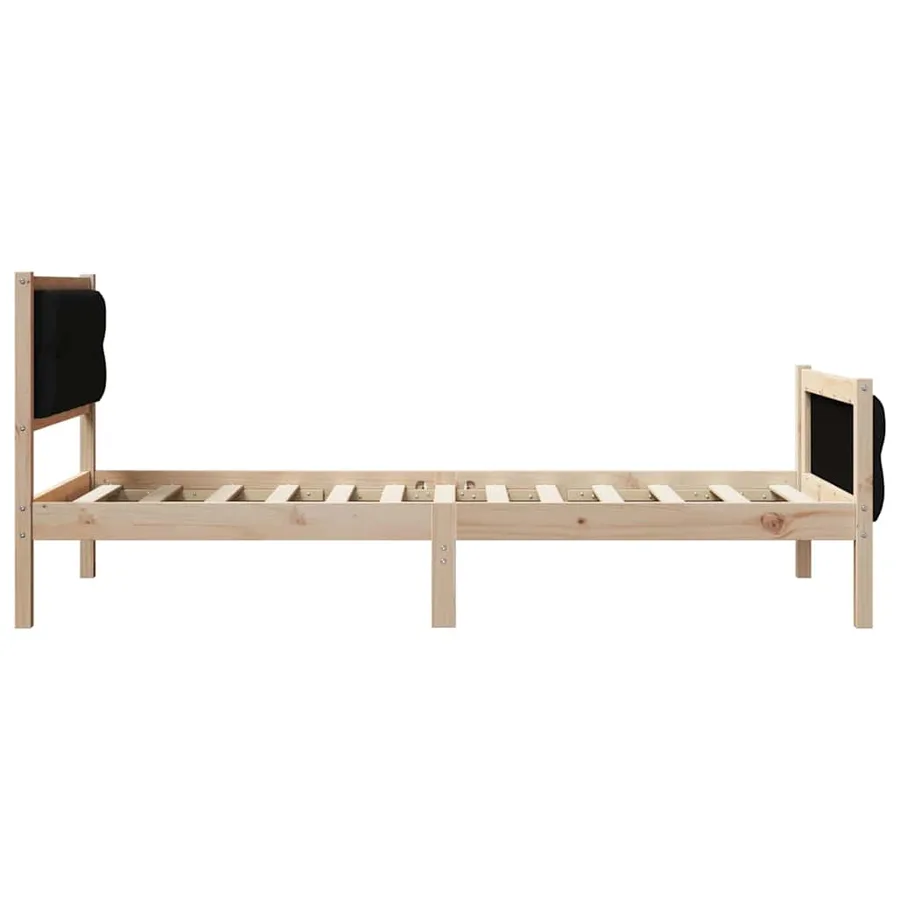 Cadre de lit avec tête de lit Noir 90 x 190 cm Pin massif - 6