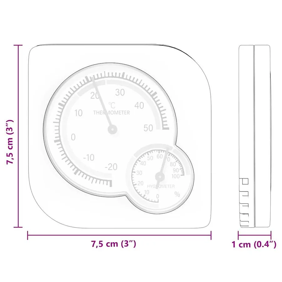 Hygromètre thermo Blanc 7,5 x 7,5 x 1,2 cm ABS - 9