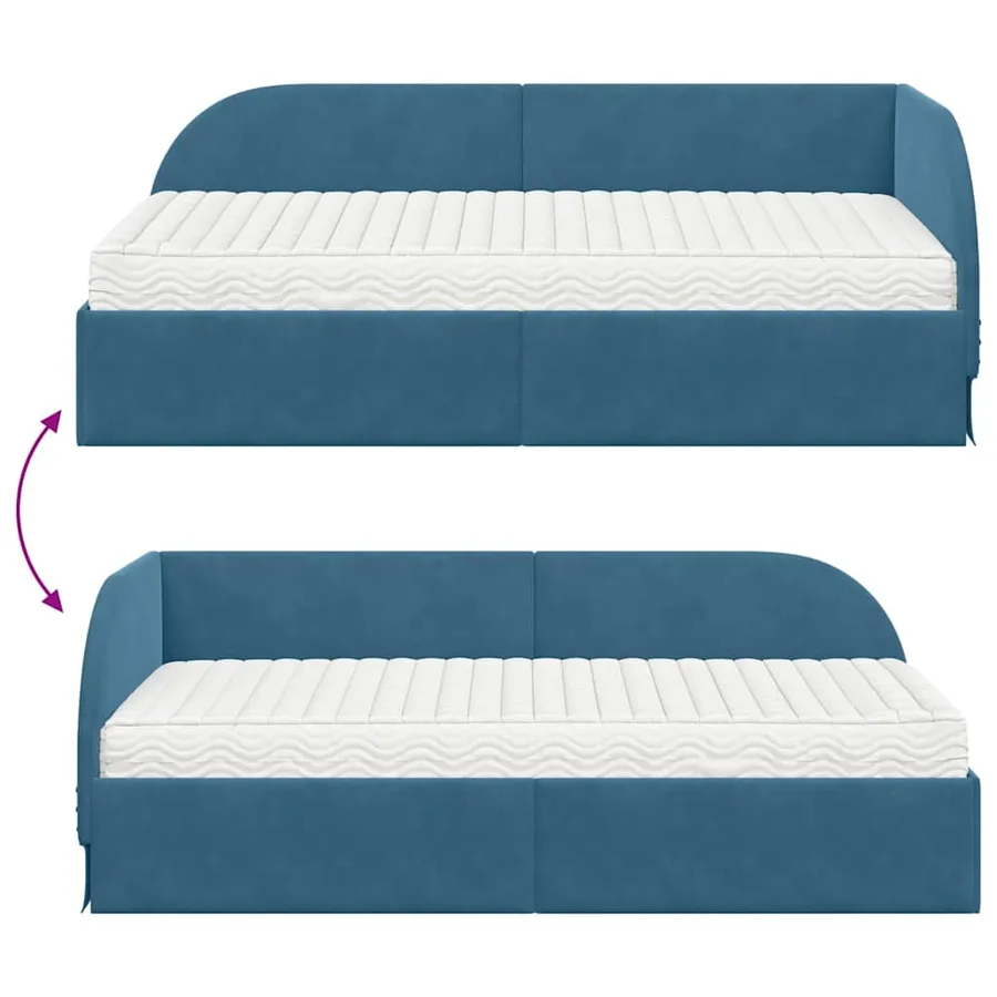 Cadre de lit d'angle avec matelas 2 pcs Bleu Velours - 12