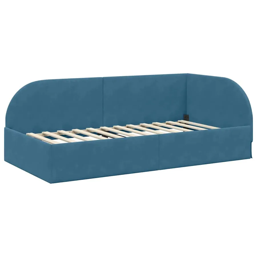 Cadre de lit d'angle avec matelas 2 pcs Bleu Velours - 6