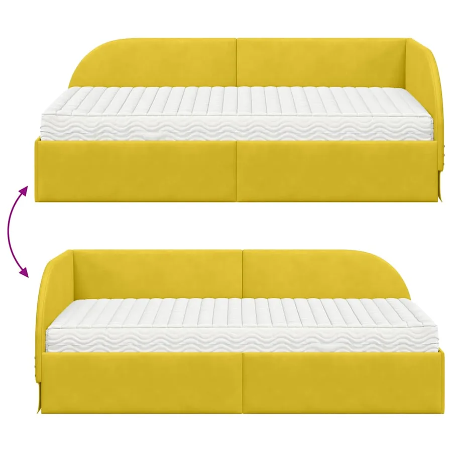 Cadre de lit d'angle avec matelas 2 pcs Jaune Velours - 12
