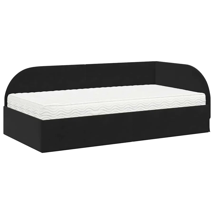 Cadre de lit d'angle avec matelas 2 pcs Noir Velours - 4