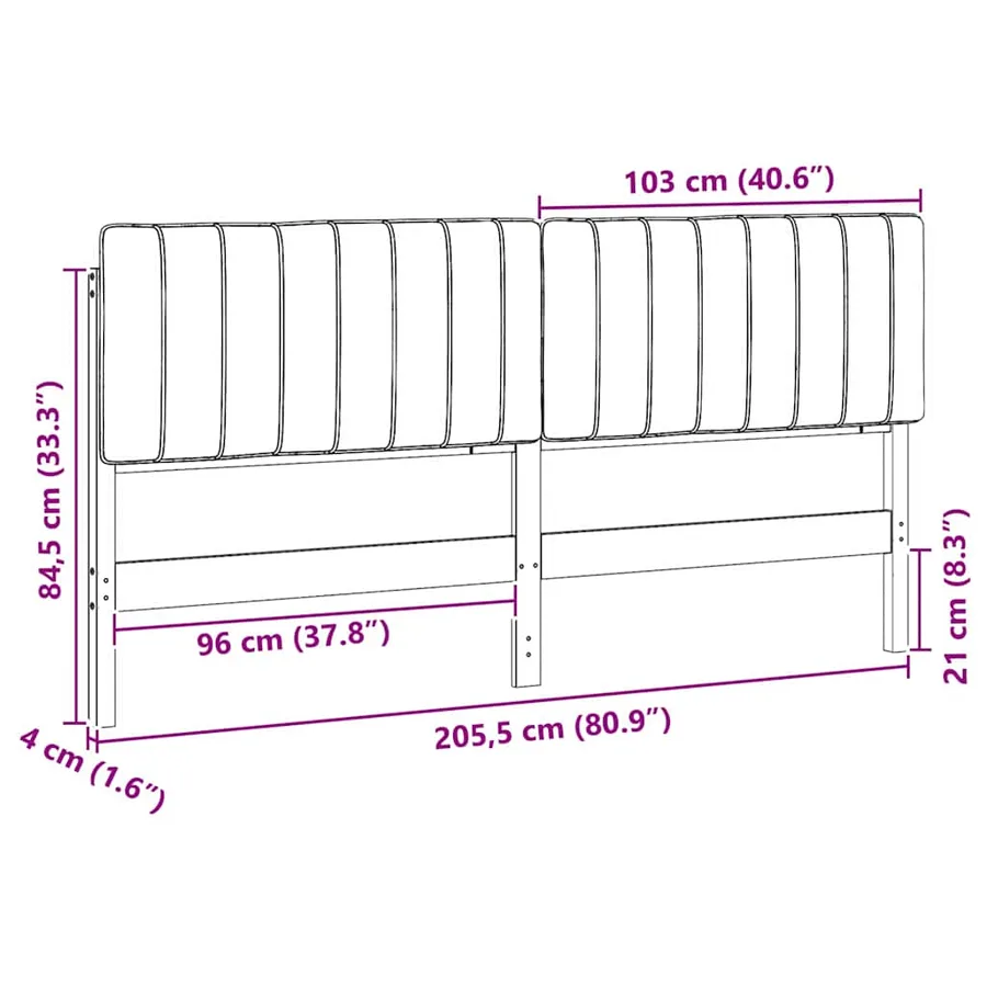 Tête de lit capitonnée Marron et gris clair 200 cm Pin massif - 13