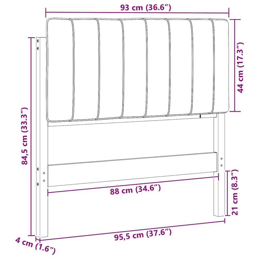 Tête de lit capitonnée Marron et gris clair 90 cm Pin massif - 13