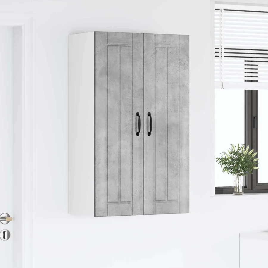 Meuble mural LUCCA Gris béton 60 x 31 x 100 cm - 4
