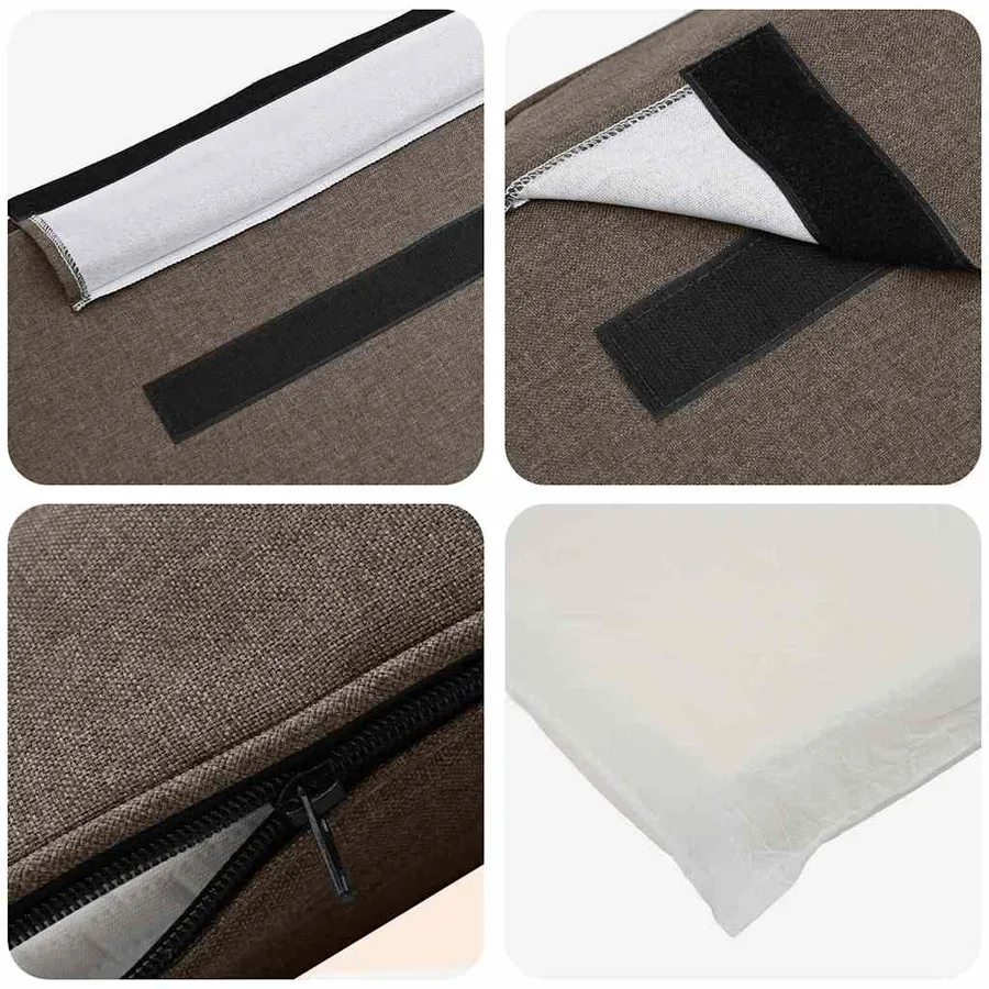 Tête de lit capitonnée Marron et Taupe 90 cm Pin massif - 7