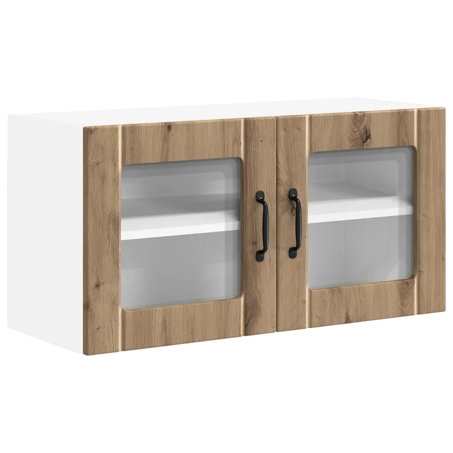 Cabinet en verre mural LUCCA Chêne artisanal 80 x 31 x 40 cm - 2
