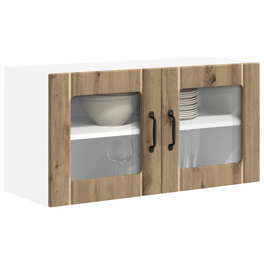 Cabinet en verre mural LUCCA Chêne artisanal 80 x 31 x 40 cm - 3