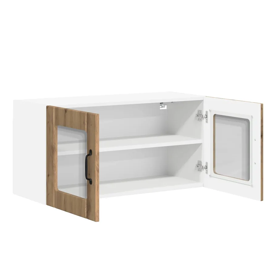 Cabinet en verre mural LUCCA Chêne artisanal 80 x 31 x 40 cm - 5
