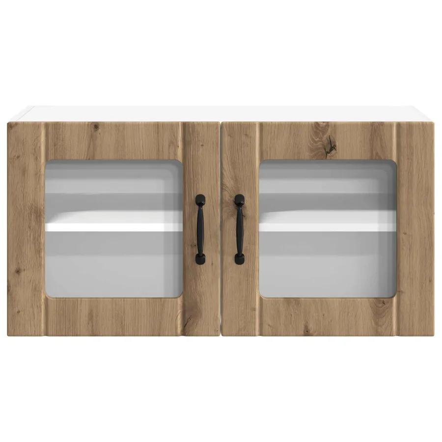 Cabinet en verre mural LUCCA Chêne artisanal 80 x 31 x 40 cm - 6