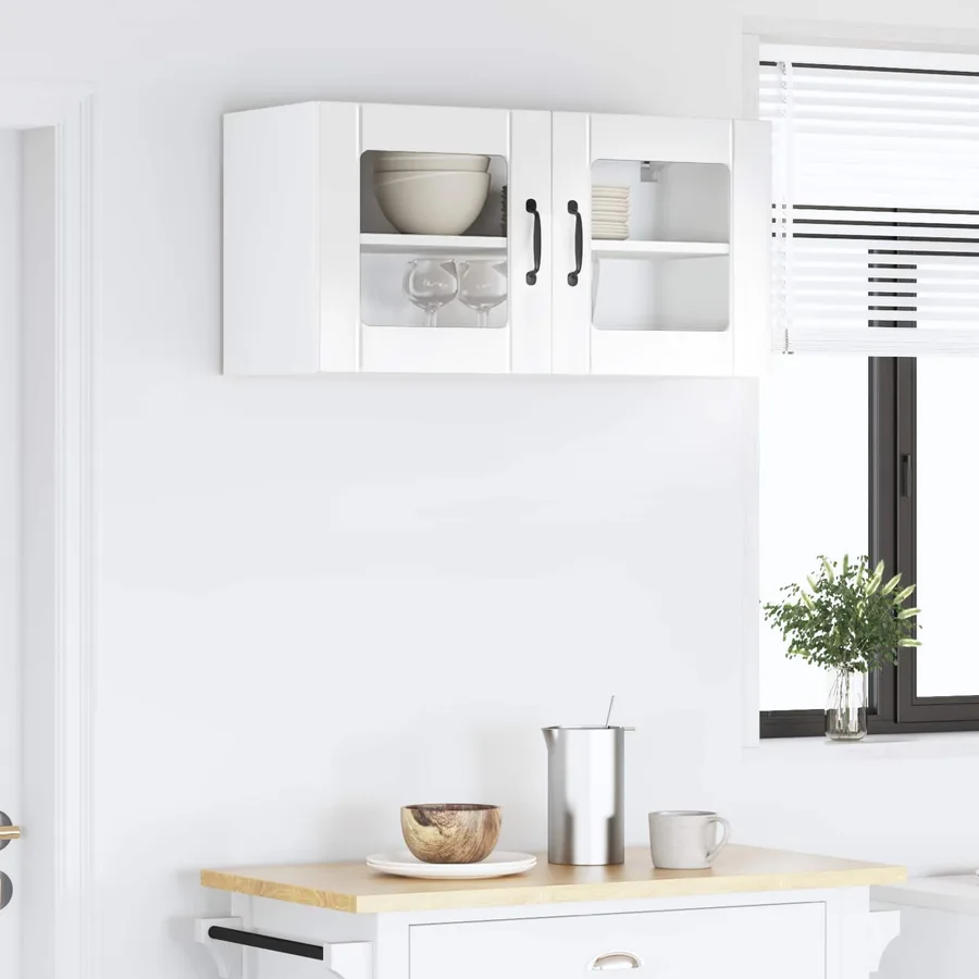 Cabinet en verre mural LUCCA Blanc brillant 80 x 31 x 40 cm - 4