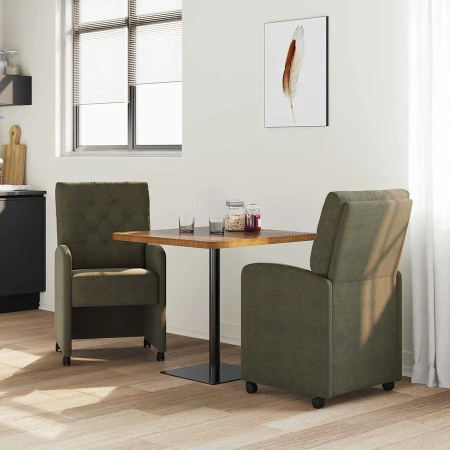 Chaises de Salle à Manger avec Roues 2 pcs Vert armée - 3