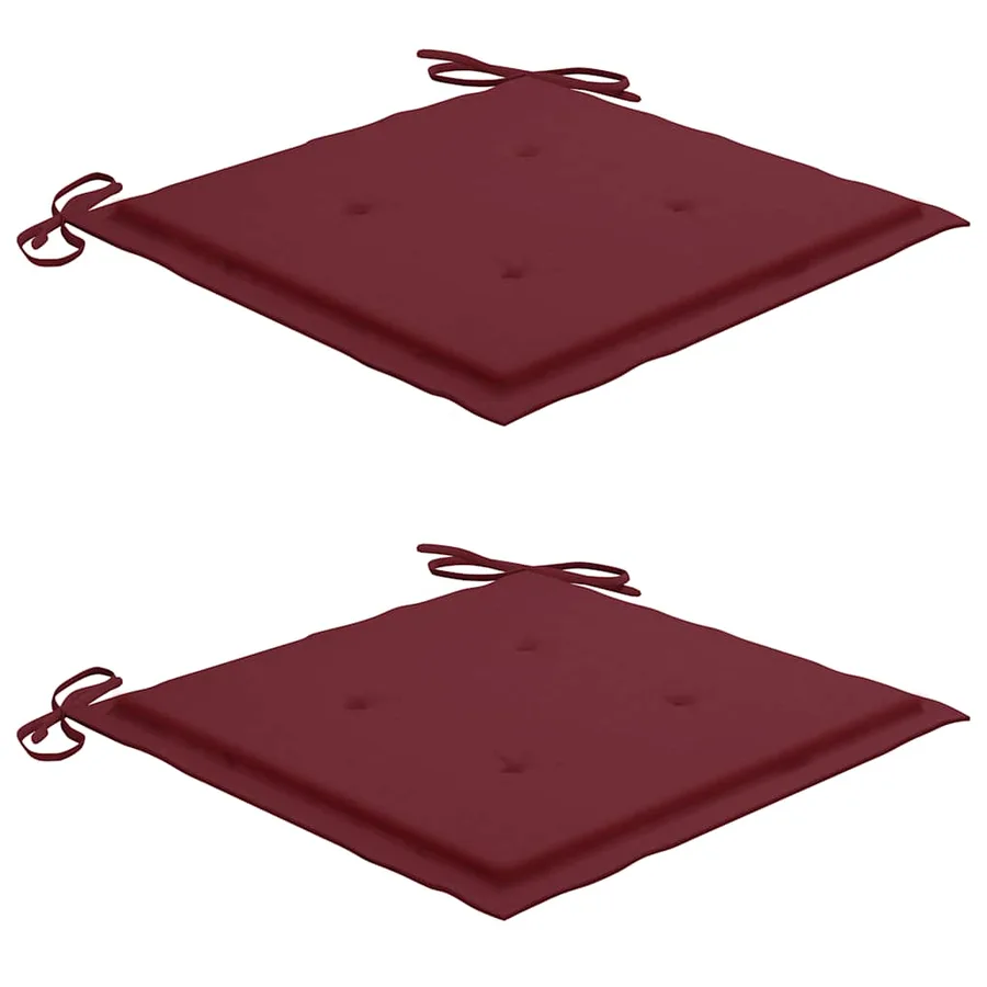 Chaises de jardin lot de 2 coussins rouge bordeaux Teck massif - 6
