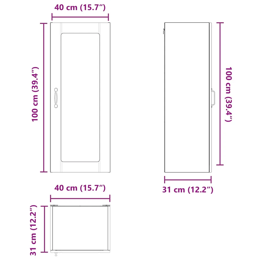 Cabinet en verre mural LUCCA Blanc 40 x 31 x 100 cm - 13