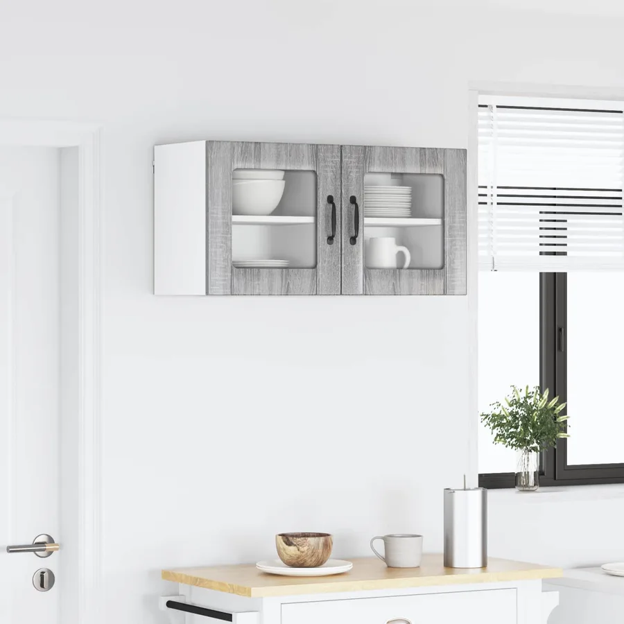 Cabinet en verre mural LUCCA 2 pcs Sonoma gris 40 x 31 x 40 cm - 4