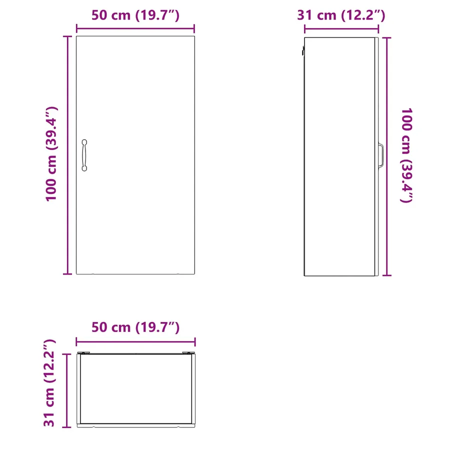 Meuble mural LUCCA Sonoma gris 50 x 31 x 100 cm - 13