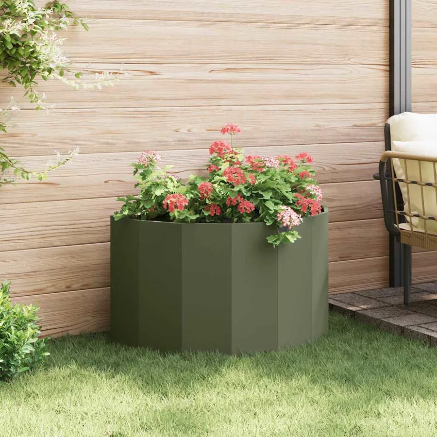 Jardinière Vert olive 90 x 45 x 50 cm Acier - 4