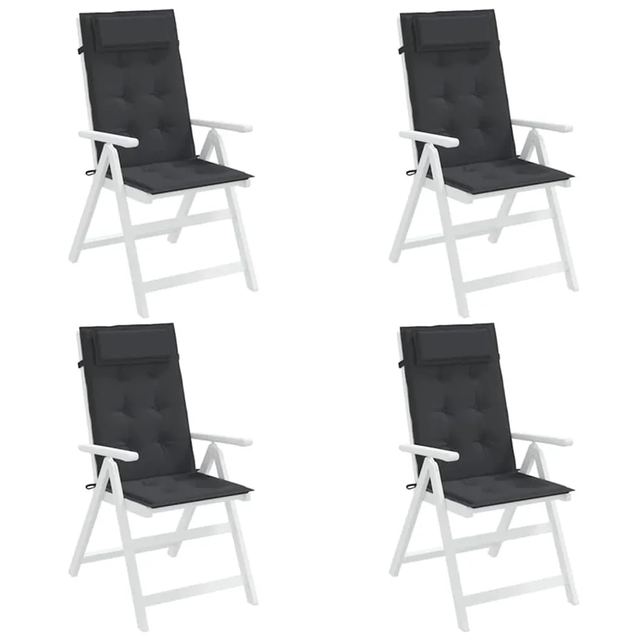 Coussins de chaise à dossier haut lot de 4 noir tissu oxford - 4