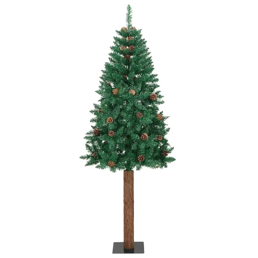 Sapin de Noël mince Vert 180 cm PVC et bois de pin massif - 2