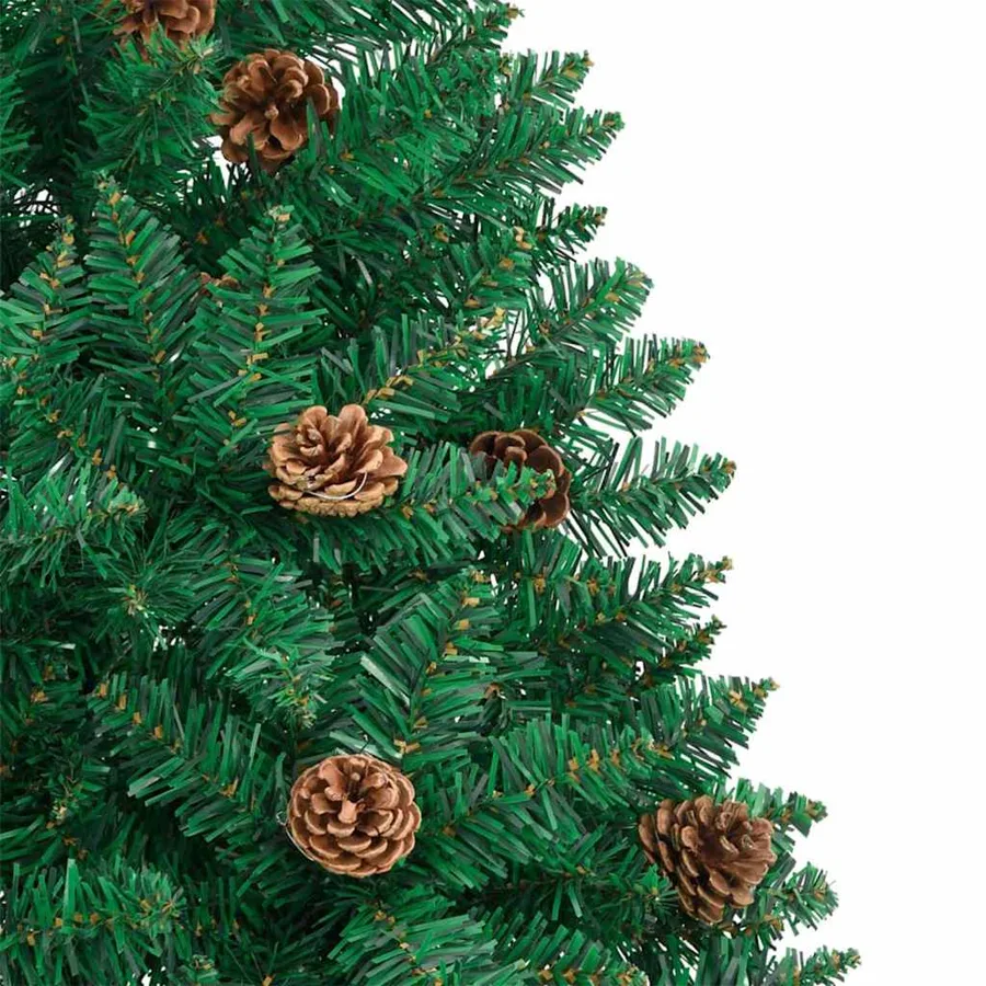 Sapin de Noël mince Vert 180 cm PVC et bois de pin massif - 5