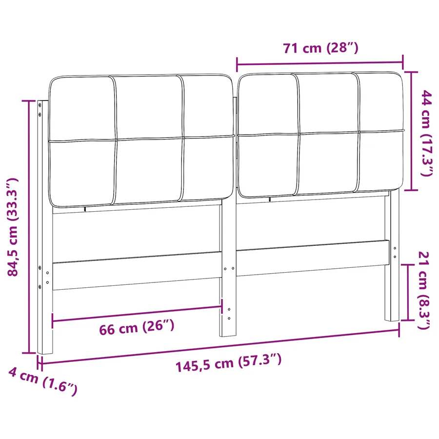 Tête de lit capitonnée Marron et Taupe 140 cm Pin massif - 13