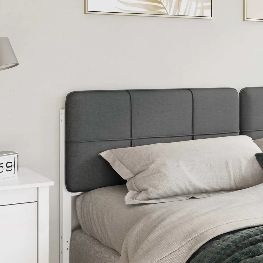 Tête de lit capitonnée Blanc et gris clair 200 cm Pin massif - 3