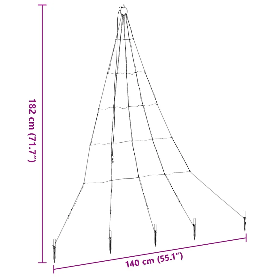 Arbre de Noël LED avec piquets au sol Bleu 182 cm Métal - 10