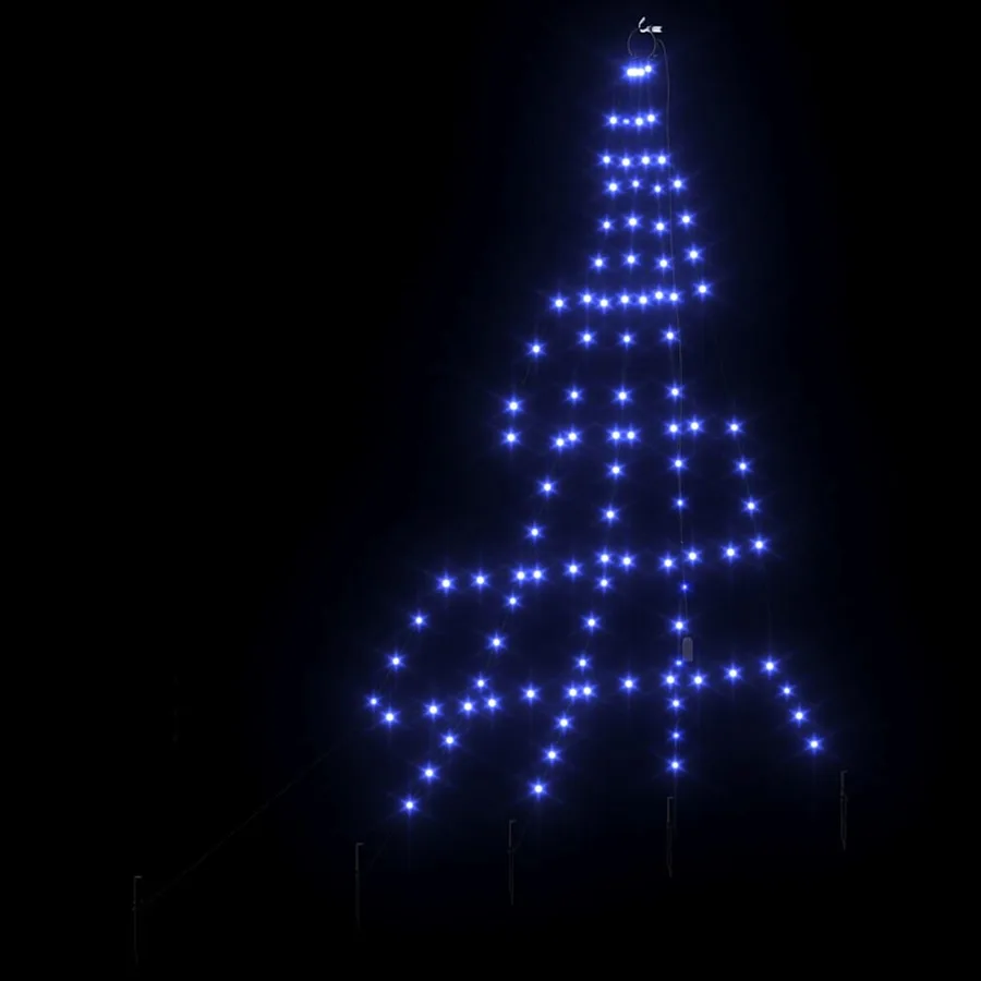 Arbre de Noël LED avec piquets au sol Bleu 182 cm Métal - 6
