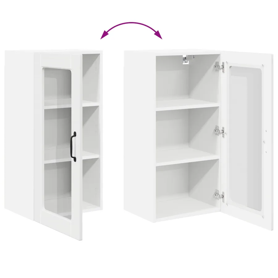 Cabinet en verre mural LUCCA 2 pcs Blanc brillant - 12