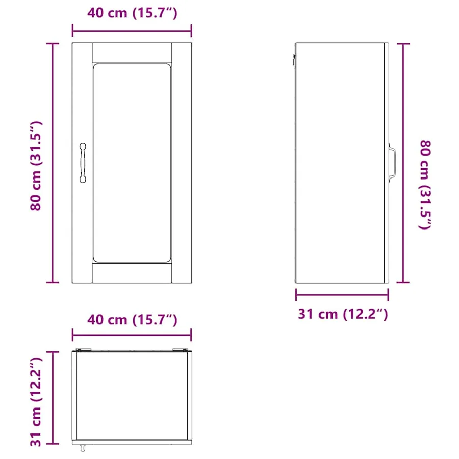 Cabinet en verre mural LUCCA 2 pcs Blanc brillant - 16