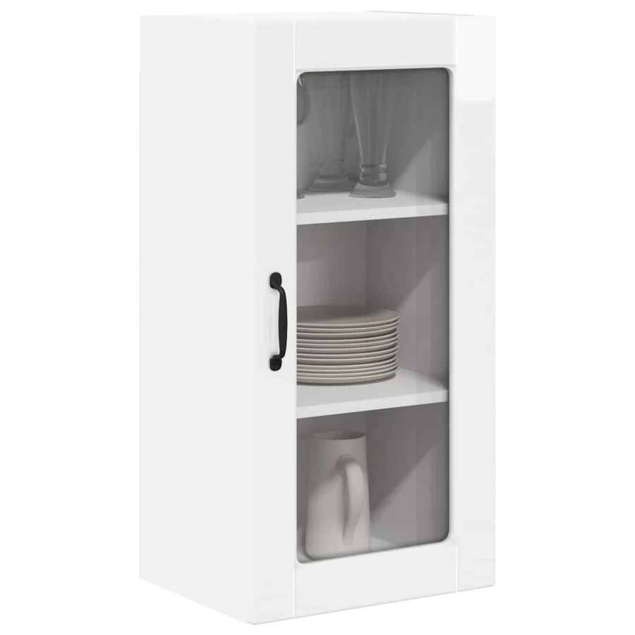 Cabinet en verre mural LUCCA 2 pcs Blanc brillant - 3